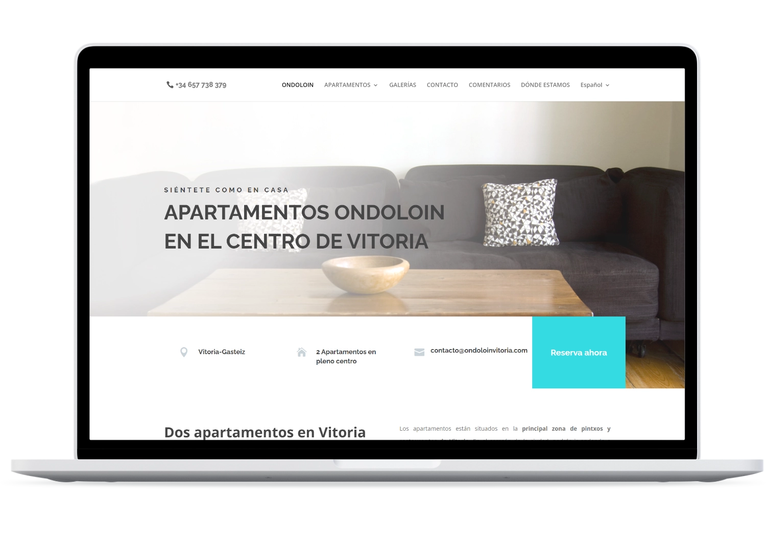 Mockup de la web de Ondoloin